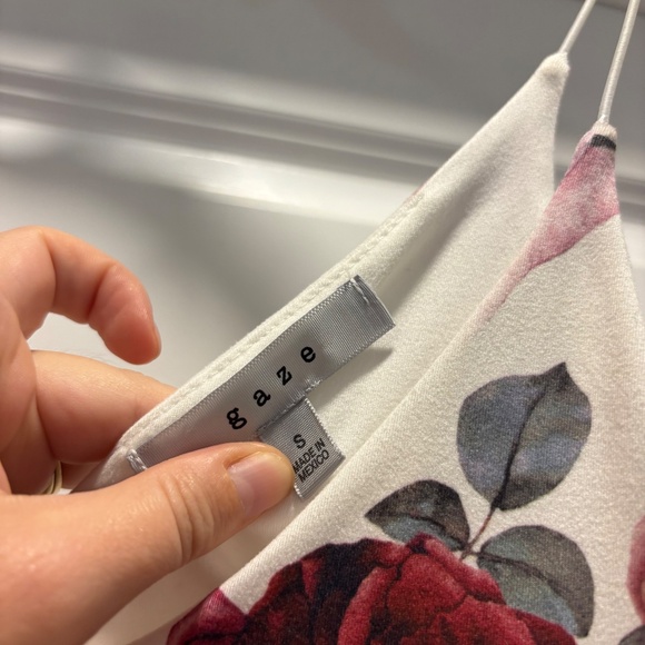 Gaze White Floral Spaghetti Strap Bodysuit - Picture 3 of 7